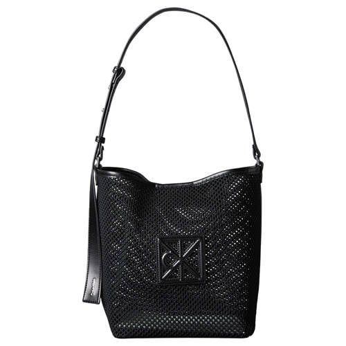 Calvin Klein mesh crossbody tas Emblem zwart