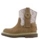Shoesme suède enkelboots met glitters - cognac/roze