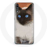 Maniacase Etui voor Samsung Galaxy P20 pro Siamese zwart-wit blauwe ogen