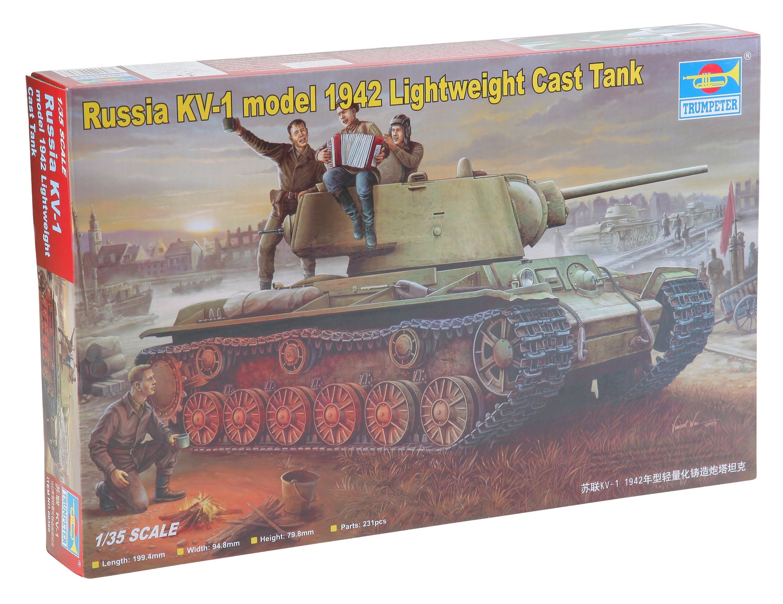 Trumpeter Russian KV-1 Model 1942 Lightweight Cast Tank - 9580208003603