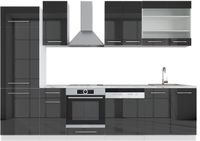 Vicco Fame-Line Complete keukeneenheid – 300 cm zonder werkblad Antraciet Hoogglans