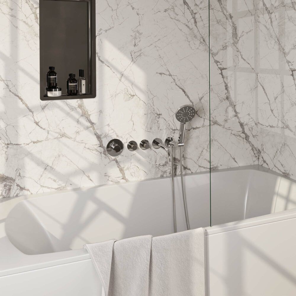 Brauer Chrome Carving Inbouw Badkraan met Uitloop en Ronde Handdouche Chroom