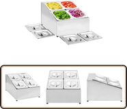 vidaXL Gastronormbakkenhouder met 4 GN 1/6 bakken roestvrij staal