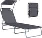 Outsunny Chaise longue - Métal - 187x58x36cm - Gris
