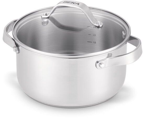 Beka Cicla kookpot Ø24 cm - met Deksel uit glas - Gerecycleerd RVS - PFAS-vrij - met lange steel - Geschikt voor inductie