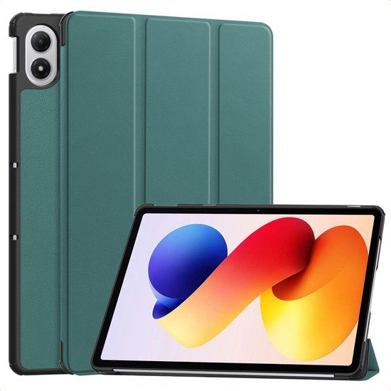 imoshion Tablet Hoes - Geschikt voor Xiaomi Redmi Pad 2 Pro/Xiaomi Poco Pad M1 - Trifold Bookcase - Donkergroen