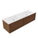 Saniclass Holz Frame Badkamermeubelset - 160x45x41.5cm - Flow solid surface wastafel wit - 2 wasbakken - 2 kraangaten - 2 lades - mat walnut pure (hout) SW1420780/SW1441151
