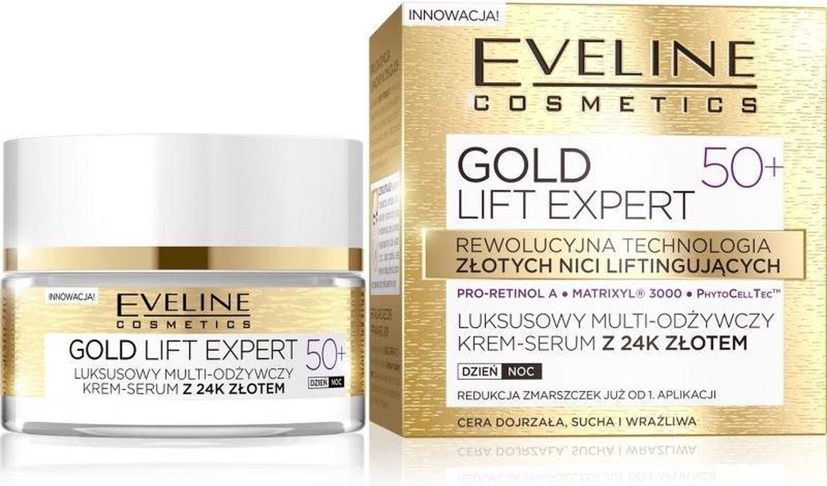 Eveline Cosmetics Gold Lift Expert 50+ Multi-Nourishing Cream-Serum with 24K Gold Day/Night 50ml