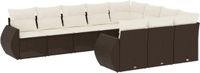 vidaXL 10-delige Loungeset met kussens, polyrattan, bruin