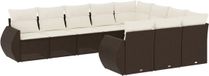 vidaXL 10-delige Loungeset met kussens, polyrattan, bruin