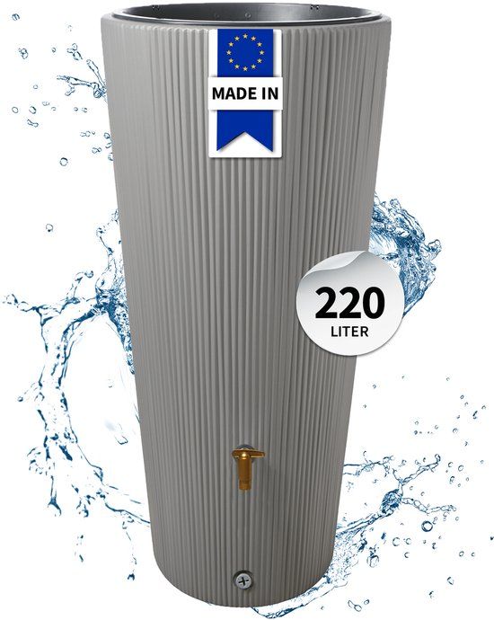 4RAIN Garantia LINUS Regenton - 220 liter - Grijs - 2-in-1 - Met plantenbak