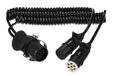 SIXTOL Trailer Cable 9 | spiraalkabel adapter 15-polig naar 2x7-polig S+N | 24V | 3,5m
