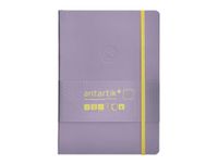 Antartik Notitieboek met elastiek, wit deksel, A5 vellen, stippen, violet en geel, 80 vellen, 80 g/m², FSC