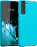 kwmobile telefoonhoesje geschikt voor Samsung Galaxy S21 - Hoesje met siliconen coating - Smartphone case in ijsblauw
