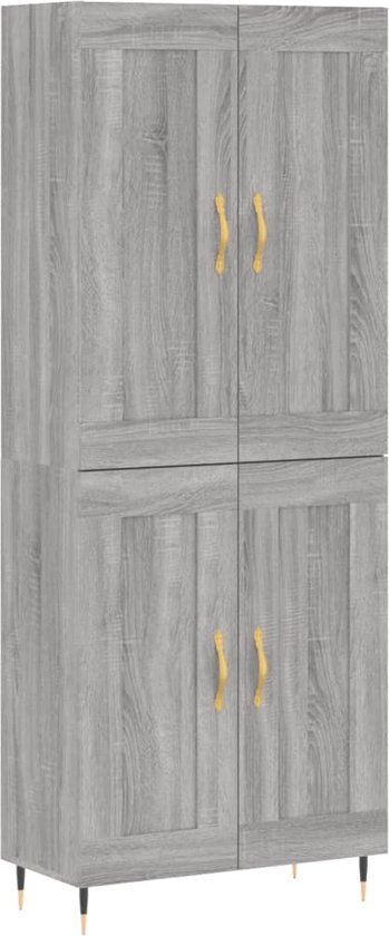 vidaXL Hoge kast - 69,5x34x180 cm - Bewerkt hout - Grijs Sonoma eikenkleurig