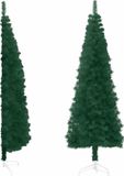 vidaXL Kunstkerstboom half met standaard smal 210 cm groen