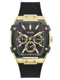 Guess Phoenix herenhorloge, roestvrij staal, 44 mm, siliconen armband, zwart, 5 bar, wijzerplaat: zwart, datumweergave, GW0956G2