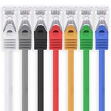 1aTTack.de 0,25 m - 7 kleuren - 7 stuks CAT.7 netwerkkabel SFTP (kale kabel) patchkabel (SET) 10000 Mbit/s - 500 MHz, afgewerkt met 2 RJ45-connectoren Cat6a