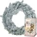 Merkloos Kerstkrans groen met sneeuw - 46 cm diameter - verlichting warm wit - 48 lampjes - 4 meter snoer