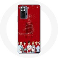 Maniacase Hoesje voor Xiaomi Redmi Note 10 Pro BTS Bangtan Boys Rode Achtergrond Kerstcadeau 2023