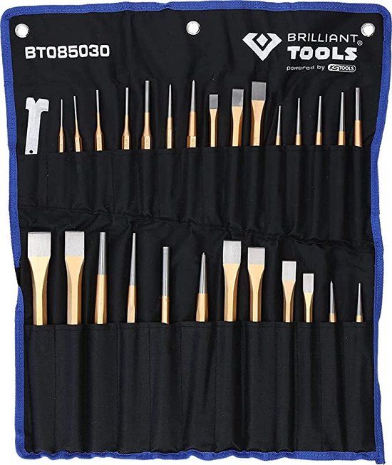 BRILLIANT TOOLS Beitel en doorslagenset 28-delig - BT085030
