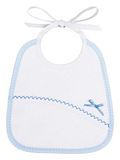 FILET 295BLEU, slabbetjes van zachte stof met tas van Aida-stof om te borduren, kleur wit/hemelsblauw