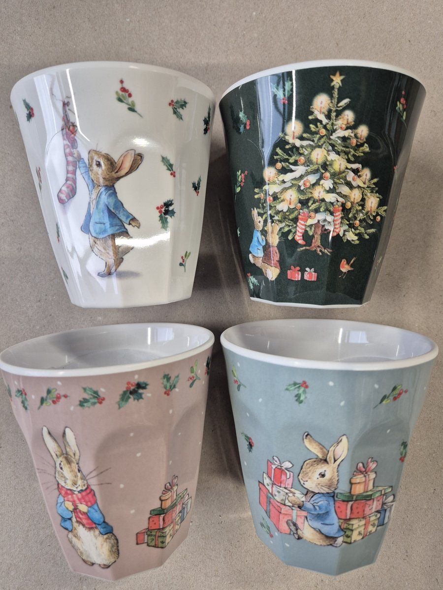 Petit Jour, melamine bekers, set van 4, 220 ml, meerkleurig, decoratieve facetten, kershaas steen, voor warme en koude dranken, eindejaarsfeesten