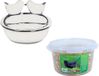 Esschert Design Vogelvoeder- en drinkschaal wit keramiek 21 cm + 4-seizoenen mueslimix vogelvoer