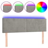 VidaXL Hoofdbord LED lichtgrijs 160x5x118/128 cm fluweel