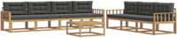 vidaXL - Bank loungeset - 7 zitplekken - Wit en antracietkleurig - Acacia hout