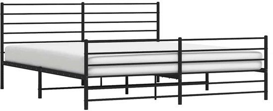 vidaXL Bedframe met hoofd- en voeteneinde metaal zwart 193x203 cm