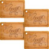 DuneDesign Set van 4 Bamboe Eetplanken met Sapgroef - 33x23x2 cm