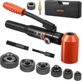 VEVOR Stripgereedschapset, 10t Hydraulische Stripgereedschapset, 12,7 tot 50,8mm KO-gereedschapset, Gatmaakgereedschap, KO-gereedschapset met 6 Matrijzen voor Metalen Schakelkasten, Schakelkasten