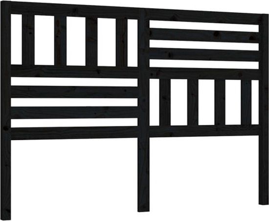 vidaXL Hoofdbord - 146x4x100 cm - Massief Grenenhout - Zwart