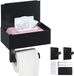 Rouleau de papier toilette sans marque - Auto-adhésif avec boîte à lingettes humides et étagère - Noir mat