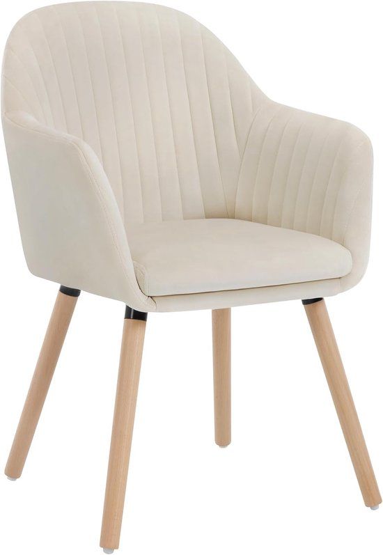 WOLTU Eetkamerstoel - Fluweel - Crèmewit