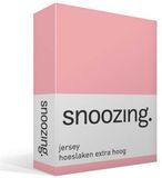 Snoozing Jersey - Hoeslaken Extra Hoog - 90x210/220 cm - Roze
