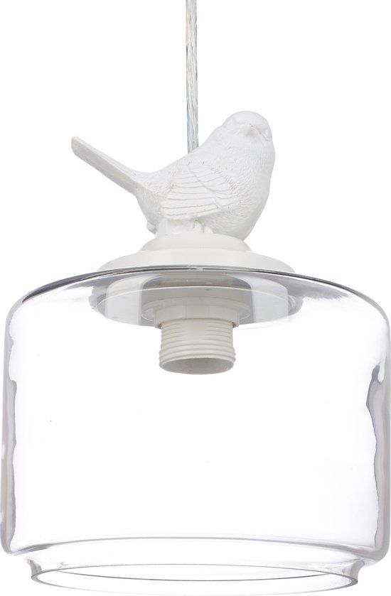Relaxdays Hanglamp met Vogel - Retro Plafondlamp - Wit
