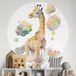 LUMALÉA Girafe Sticker Mural Rond / Cercle Enfants - Diamètre 90 Cm - Adhésif + Protection Brillante