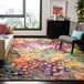 SAFAVIEH Monaco Collection Vloerkleed - 5' vierkant, roze en multi, boho chic abstract aquarelontwerp, niet-pluizend en onderhoudsvriendelijk, ideaal voor ruimtes met veel verkeer in woonkamer