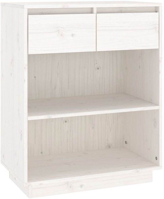 vidaXL Wandkast 60x34x75 cm massief grenenhout wit