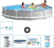 Intex Prism Frame Zwembad Rond - 366 x 76 cm - Grijs - Compleet Pakket