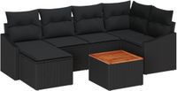 vidaXL Banc de jardin 7 pièces noir polyrattan