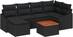 vidaXL Banc de jardin 7 pièces noir polyrattan