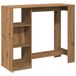 VidaXL Bartafel met schap 124x46x103,5 cm hout artisanaal eikenkleurig