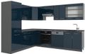 Vicco Hoekkeuken Fame-Line, Donkerblauw hoogglans/Antraciet, 287 x 227 cm, WB Antraciet
