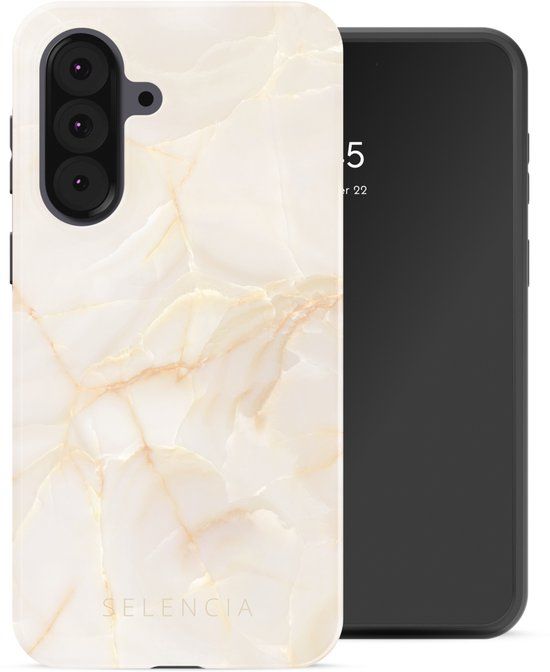 Selencia Hoesje - Geschikt voor Samsung Galaxy A37 (5G) - Backcover - Golden Beige Marble