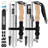 Overmont Wandelstokken, opvouwbaar, aluminium, ultralicht, verstelbaar, 105-125 cm, Nordic Walking-stokken, 1 paar met all-terrain accessoires