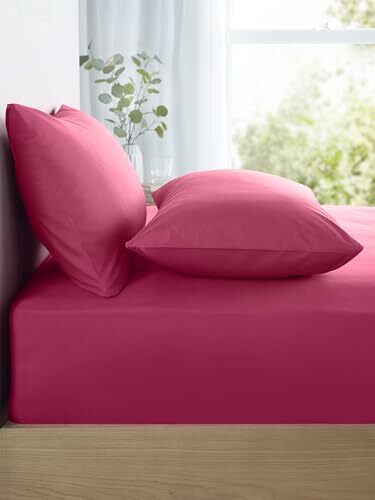 Appletree Appletree Hot Pink Super King hoeslaken - 182 x 200 x 28 cm - Effen beddengoed - felroze super kingsize laken - zacht en luxe 100% katoen - neon levendige kleuren beddengoed