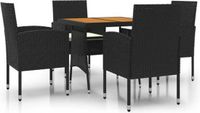vidaXL 5-delige Tuinset Poly Rattan Zwart